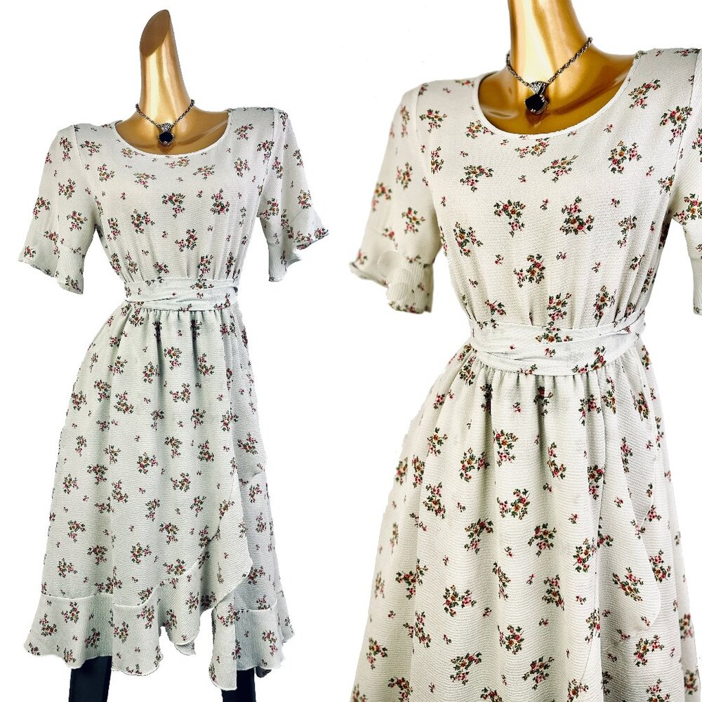 Vintage 90s grunge dress cottagecore dress floral print prairie midi sundress